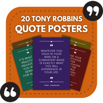 Preview of 20 Tony Robbins Bulletin Board Posters | Middle & High School Classroom Decor