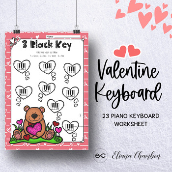 Preview of 20+ Valentine's Day - Piano Keyboard Worksheets - Piano Keys - Young Beginner