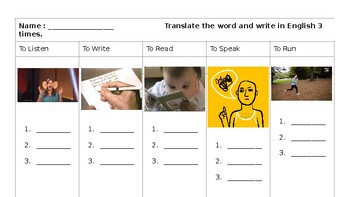 Preview of 20 Verb Vocabulary Introductions (ESL, ELL, EL)- 4 separate weeks!
