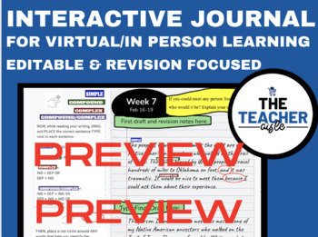Preview of 20 Virtual Interactive Journal Prompts and Editing Tasks 