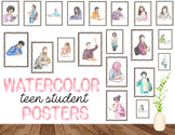 20 WATERCOLOR POSTERS: TEEN STUDENTS