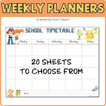 20 WEEKLY planners, timetables, schedules with students' favorite ...