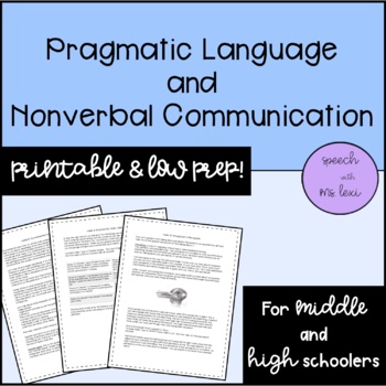 Preview of 20-Week Pragmatic Language & Nonverbal Communication Teaching Plan