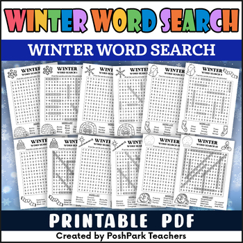 Preview of 20 No Prep Winter December Word Search Puzzles | Winter Printable Puzzles