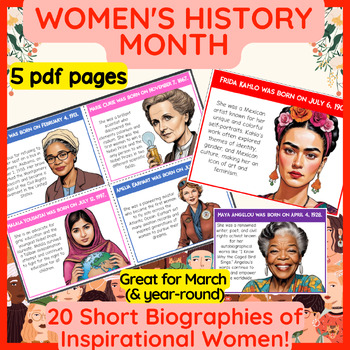 Preview of 20 Women Who Changed the World: Biographies & Portraits (5pp PDF)