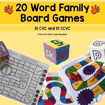 Preview of 20 Word Family Board Games: CVC and CCVC