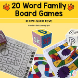 20 Word Family Board Games: CVC and CCVC