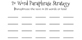 20 Word Paraphrase Strategy Sheet