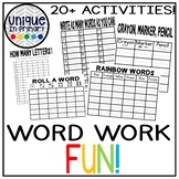20+ Word Work, Spelling, Sight Word List Activities BUNDLE
