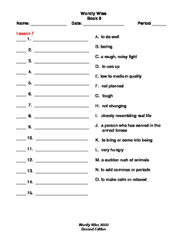 20 Wordly Wise Lesson Tests: Wordly Wise 3000 Book 6 Gr.5/6 by Patricia