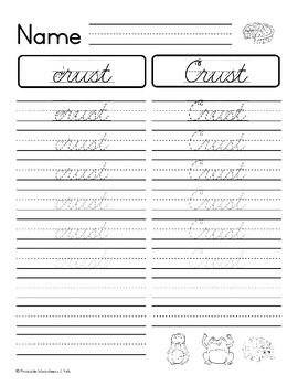 20 Words about Pie - Cursive Handwriting Practice Worksheets | TPT