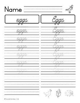 20 Words about Quail - Cursive Handwriting Practice Worksheets | TPT