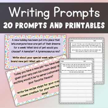20 Writing Prompts for Journals with Printables for Centers by Empathy ...
