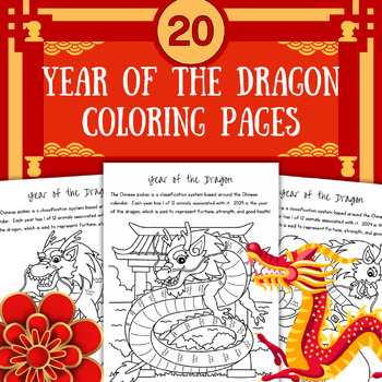 Preview of 20 Year of the Dragon Coloring Pages | Lunar / Chinese New Year 2024