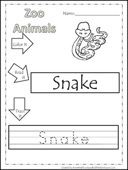 Zoo Animal Printable Worksheets Teaching Resources | TPT