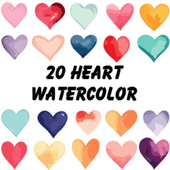 Preview of 20 bouquets of watercolor hearts for valentine love wedding, clipart, png files