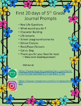 20 days of Journal Prompts. by Turning Back Time | TPT