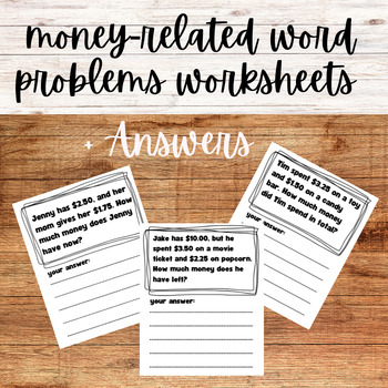 Preview of 20 money word problems worksheets 2nd grade counting additionand subtraction