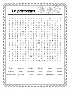 20 mots cachés pour le printemps - 20 French Word Searches for the Spring