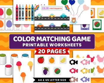Preview of 20 pages Color Matching game, Preschool Curriculum, Learning Colors
