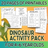 20 pages of dinosaur themed printables,math,english & draw