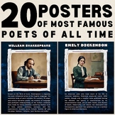 20 posters of Famous Poets, Popular male and female Writer
