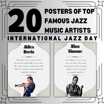 Preview of 20 posters of top famous Jazz Music artists for International Jazz Day