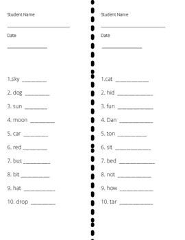 20 reading assessments one syllable words monosyllabic elementary SPED ...