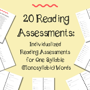 Preview of 20 reading assessments one syllable words monosyllabic elementary SPED IEP goals