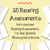 20 reading assessments one syllable words monosyllabic ele