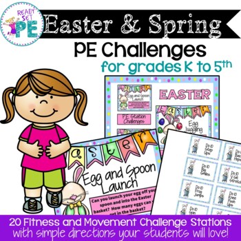 Preview of 20 x Fun Easter/Spring P.E. Challenge Station Cards