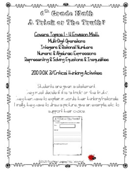 Preview of 200 6th Grade A Trick or The Truth? DOK 3/Critical Thinking Activities