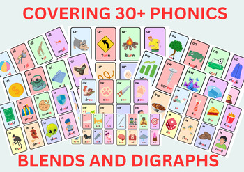 Preview of 200+ Blends & Digraphs Phonics Flashcards!