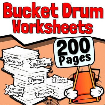 Preview of 200 Bucket Drum Worksheets | Tests Quizzes Homework Reviews or Sub Work!