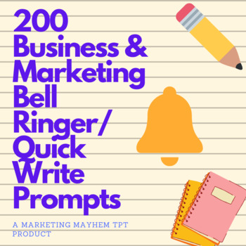 Preview of 200 Business and Marketing Bellringer/Quick Write Prompts