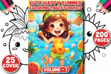 200 Cute Kawaii happy Summer Coloring Pages/coloring sheet