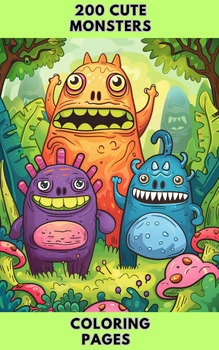 Preview of 200 Cute Monsters Coloring Pages And 20 Premium Covers