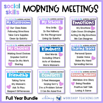 Preview of 200 Morning Meeting Social Skills Routines Distance Learning Print + Paperless