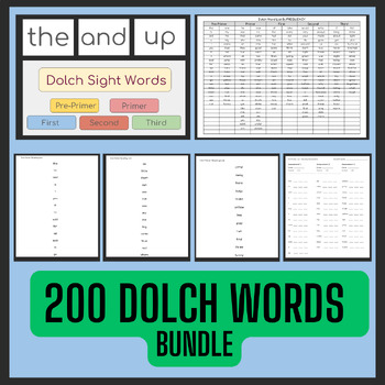 Preview of 200 Dolch Words BUNDLE | Presentation, Flashcards, Reading Lists, Assessments