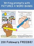 FREEBIE: Writing prompts with pictures, word bank, alphabet model