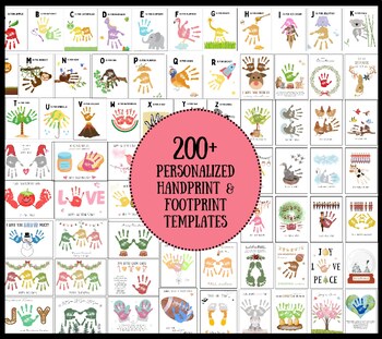 Preview of 200+ Handprint Footprint HUGE Bundle Art Craft Printable Templates / All Season
