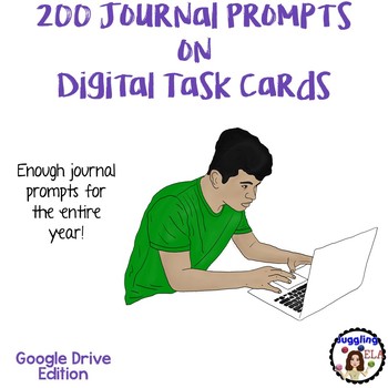 Preview of 200 Journal Prompts on Digital Task Cards (Google Drive Edition)