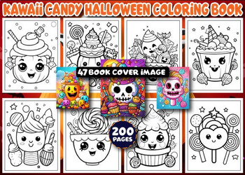 Preview of 200 Kawaii Candy Halloween Coloring Book