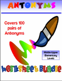 200 PG Antonyms Vocabulary Worksheet Bundle