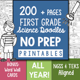 200+ Page NO PREP Science Doodles First Grade Printables F