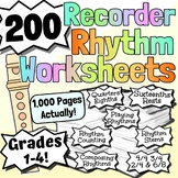 200 Recorder Rhythm Worksheets | Kodály Gordon Takadimi Fr