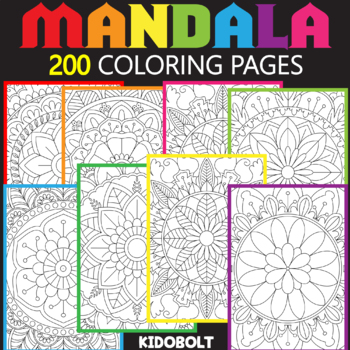 Preview of 200 Relaxing Mandala Coloring Pages Bundle