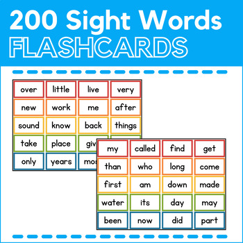 Preview of 200 Sight Words Printable Flashcards - Fluency & Vocabulary Practice