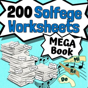 Preview of 200 Solfege Worksheets | Tests Quizzes Homework Reviews or Sub Work for Choir!