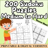 200 Sudoku Puzzles: Math Brain Teasers Game, Medium to Har